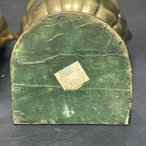 Pair of Vtg Tic Solid Brass Acorn/Artichoke Bookends Lacquered Patina 7" India - Picture 7 of 8